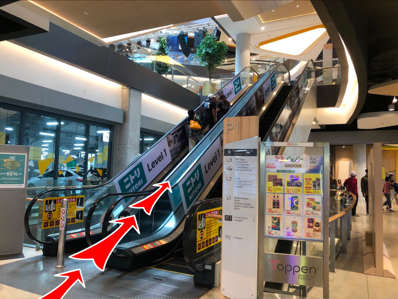 Take the escalator & go up to 2nd floor.
