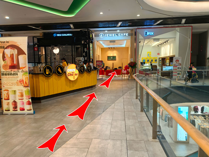 We are located right in front of CREPE ‘n’ San Churros.